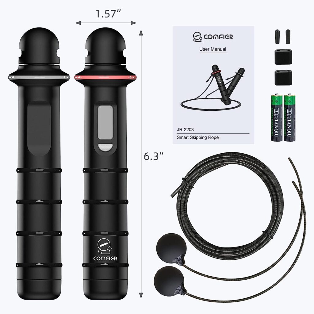 Comfier Smart Jump Rope for Fitness, Jumping Rope with APP Data Analysis, Cordless Skipping Rope,Adjustable Ropeless,Weighted Jump Rope for Workout,Exercise for Men, Women,Home Gym