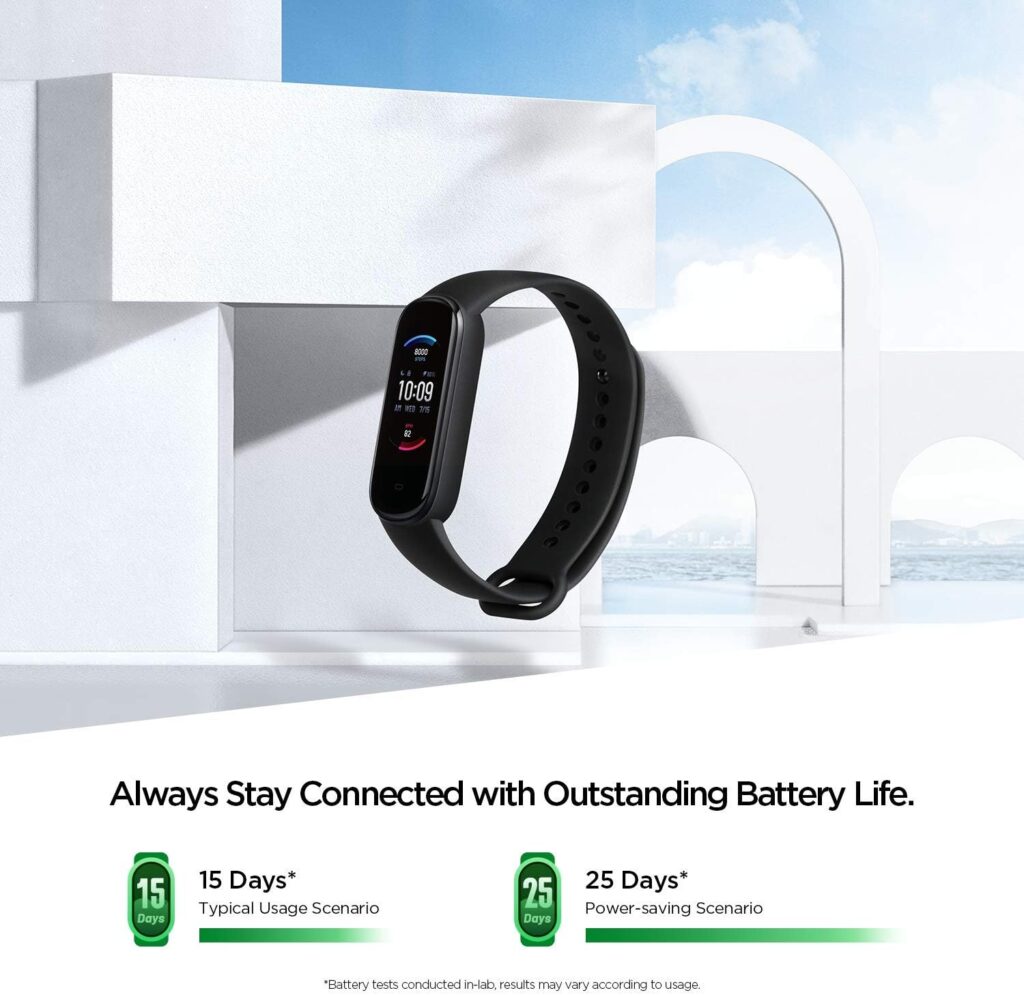 Amazfit Band 5 Activity Fitness Tracker with Alexa Built-in, 15-Day Battery Life, Blood Oxygen, Heart Rate, Sleep  Stress Monitoring, 5 ATM Water Resistant, Fitness Watch for Men Women Kids, Black