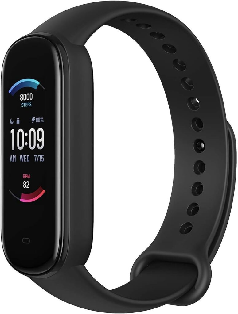 Amazfit Band 5 Activity Fitness Tracker with Alexa Built-in, 15-Day Battery Life, Blood Oxygen, Heart Rate, Sleep  Stress Monitoring, 5 ATM Water Resistant, Fitness Watch for Men Women Kids, Black