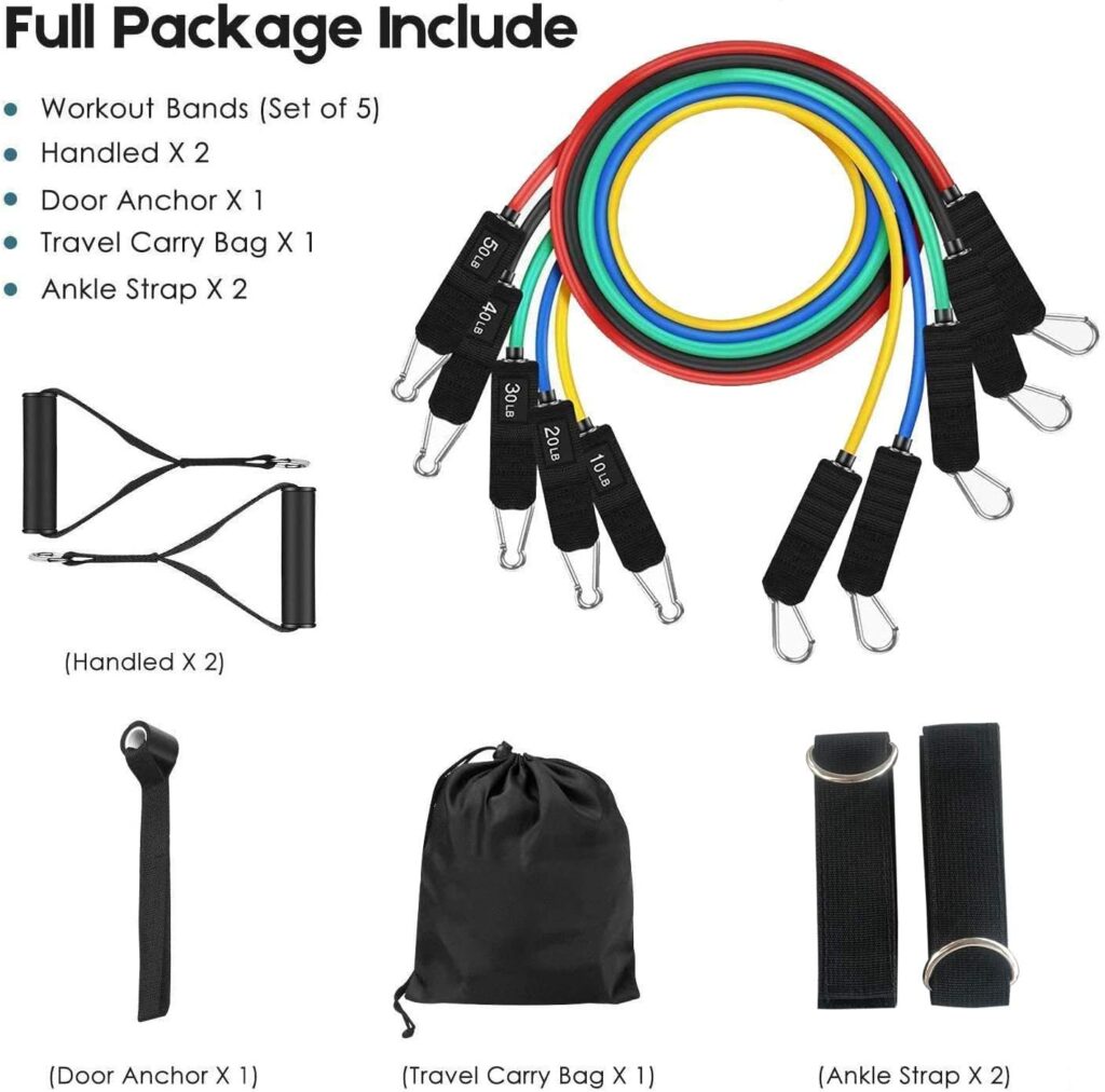 Whatafit Resistance Bands Set, Exercise Bands with Door Anchor, Handles, Carry Bag, Legs Ankle Straps for Resistance Training, Physical Therapy, Home Workouts