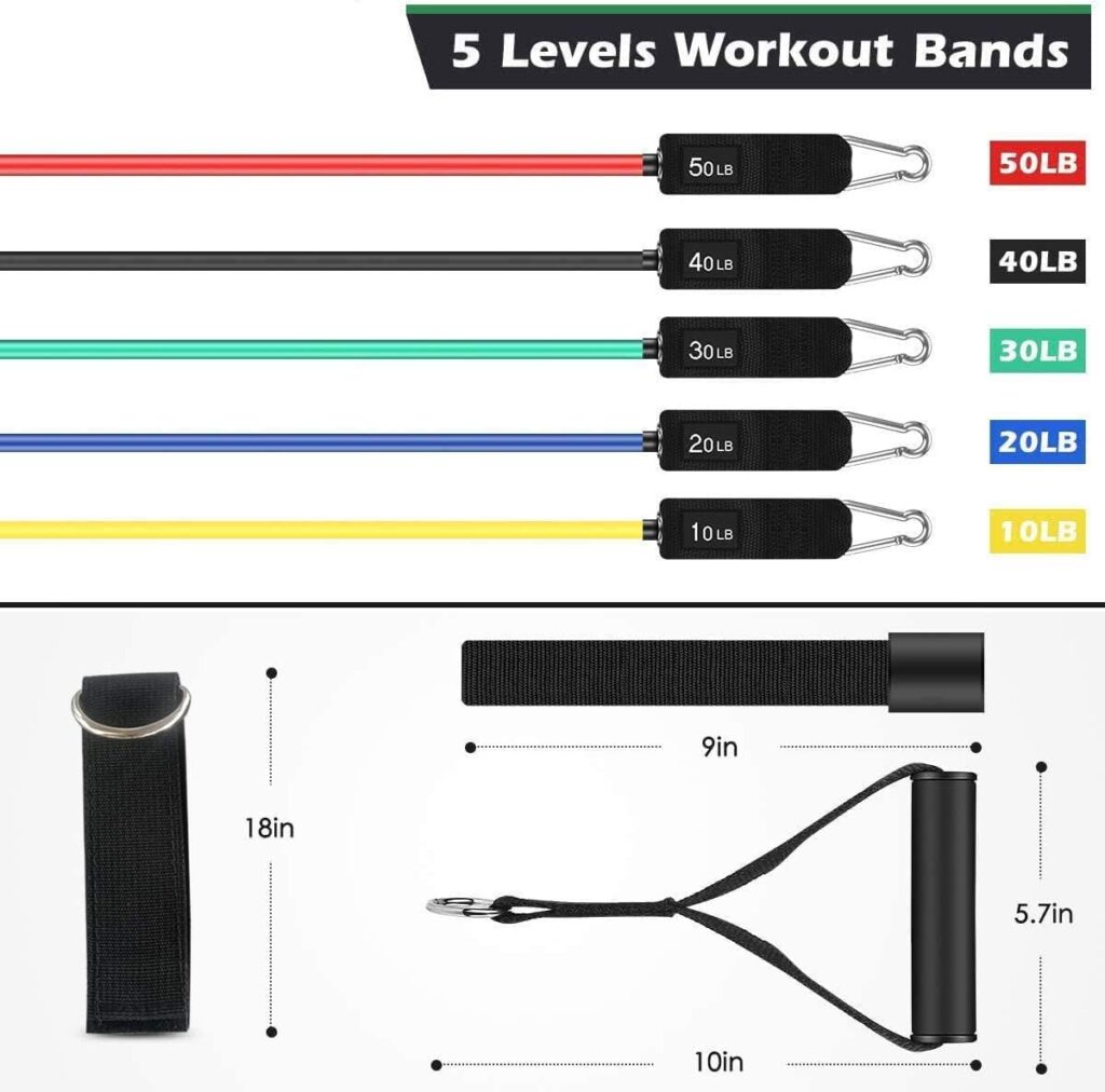 Whatafit Resistance Bands Set, Exercise Bands with Door Anchor, Handles, Carry Bag, Legs Ankle Straps for Resistance Training, Physical Therapy, Home Workouts